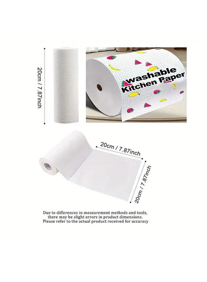 لفائف مناشف مطبخ بيضاء قابلة لإعادة الاستخدام 100 قطعة أقمشة تنظيف متعددة الأغراض مقاومة للالتصاق تمتص الزيت - Image 3